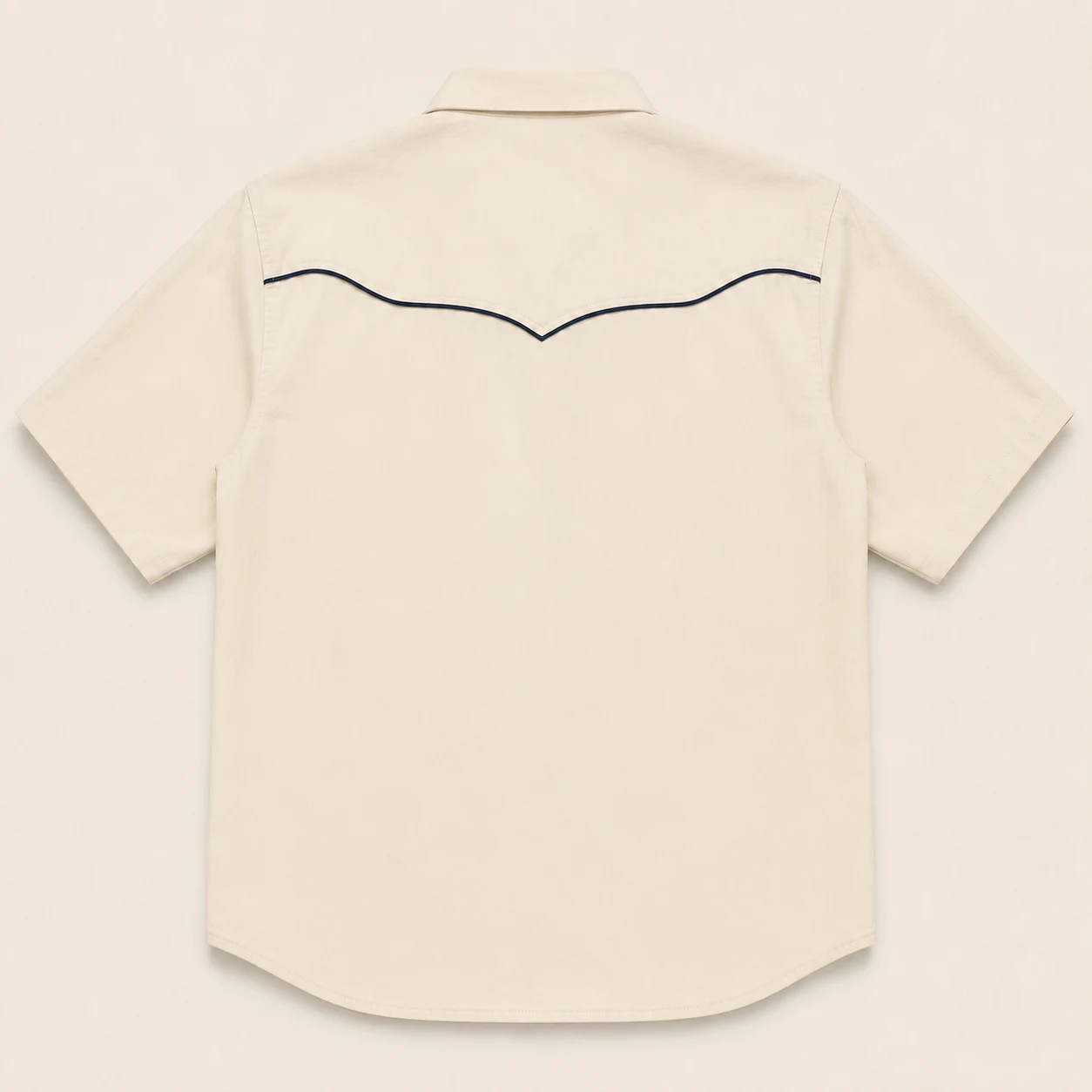 Back rendering of the Flying Tiger Pearl Snap showing the western yoke and navy piping.